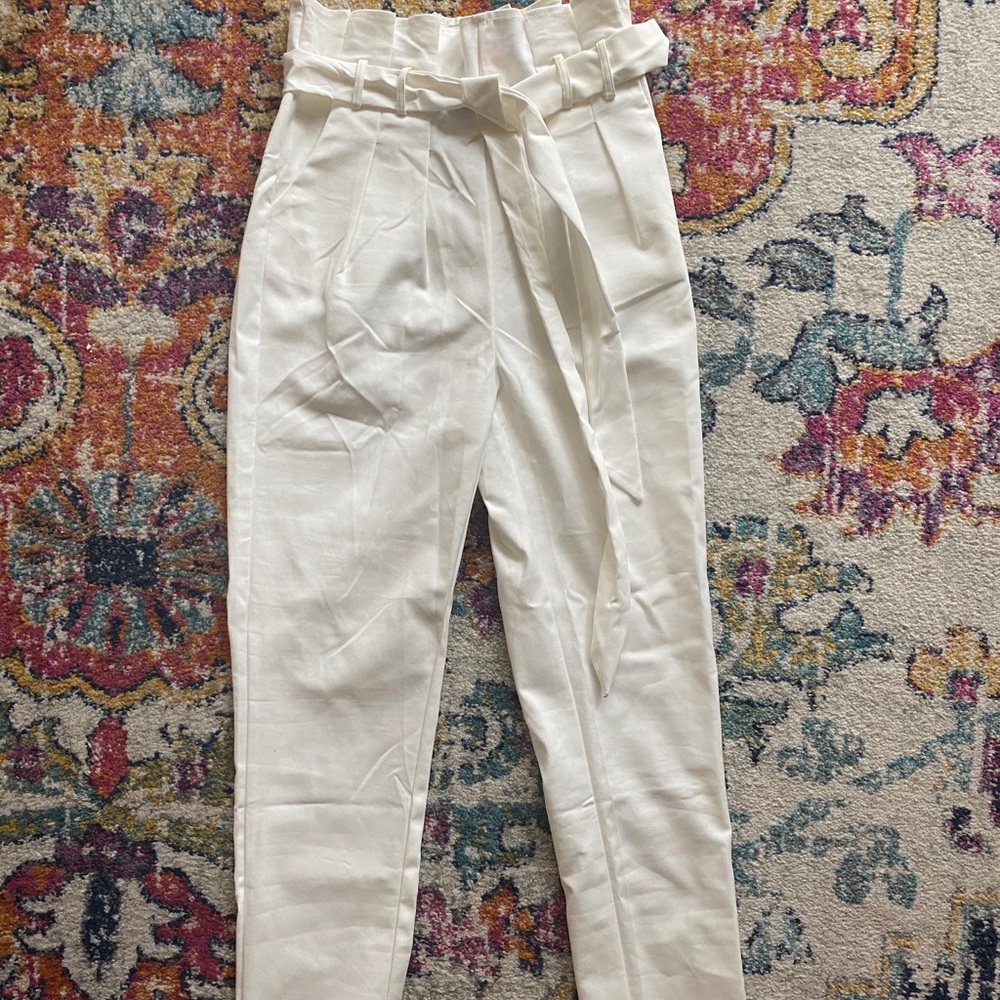 Straight leg paper bag pants